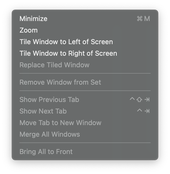 window menu no windows list